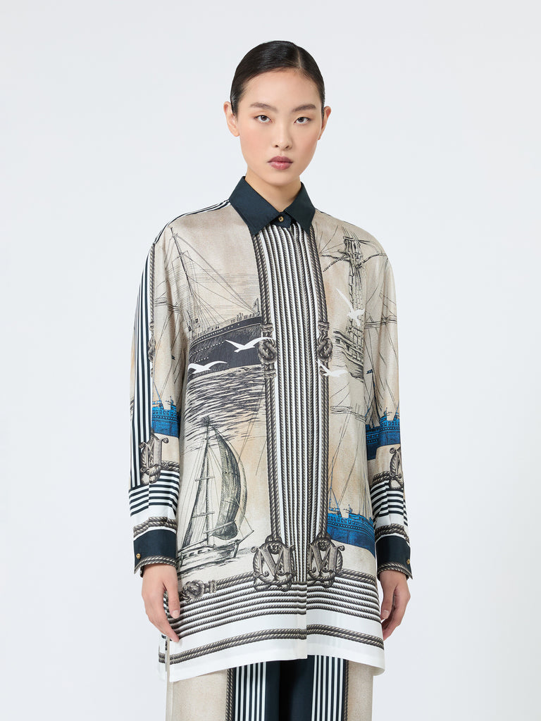 max mara oversized printed silk shirt