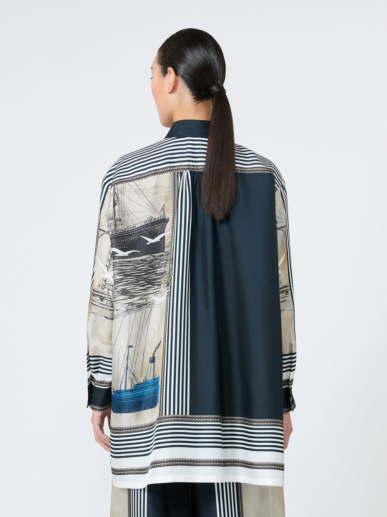 max mara oversized printed silk shirt
