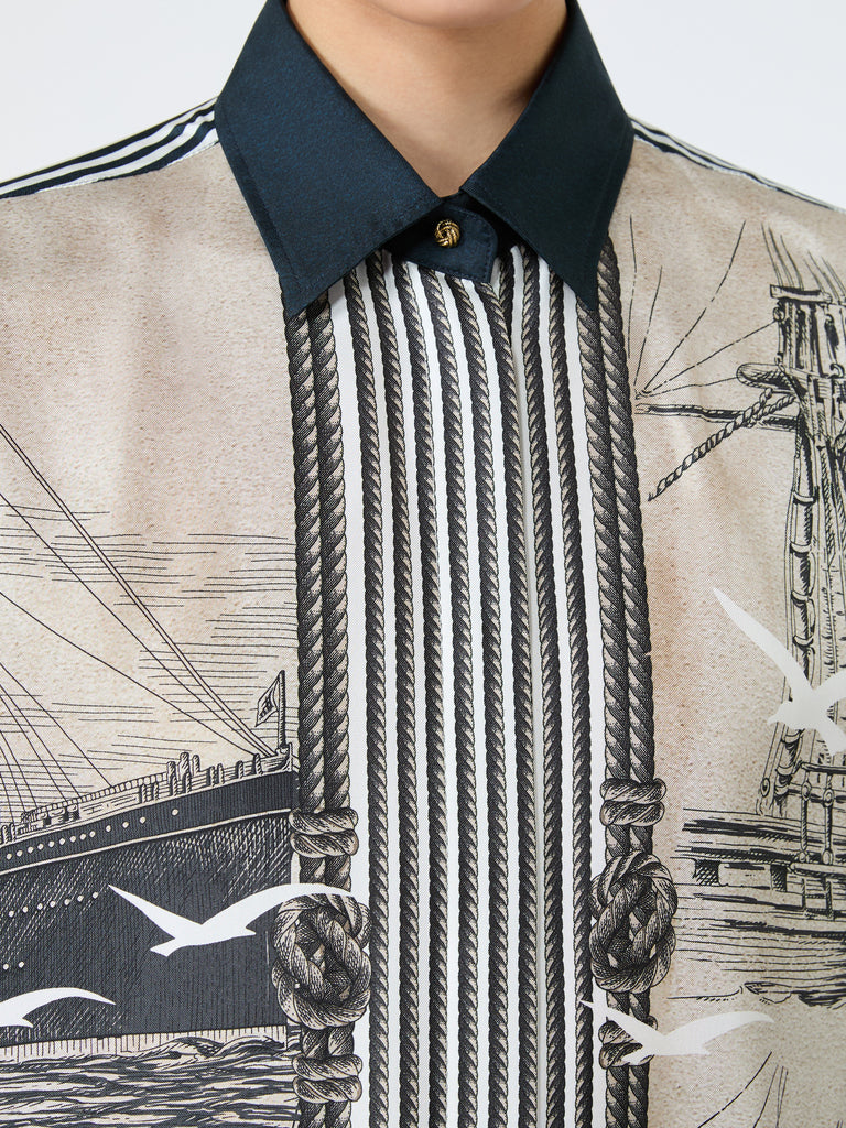 max mara oversized printed silk shirt