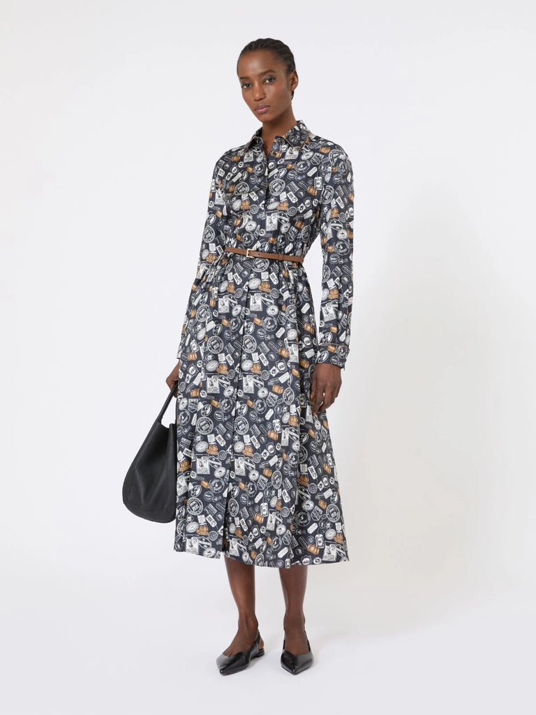 Printed silk shirt dress