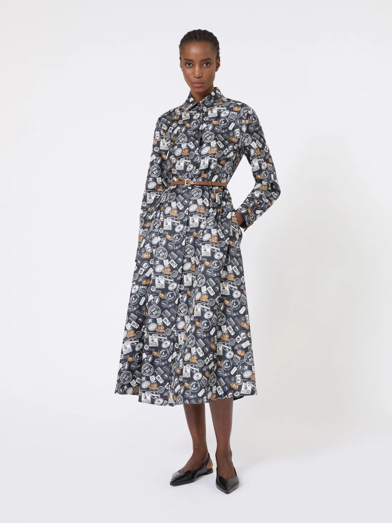 Printed silk shirt dress