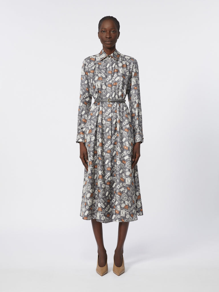 Printed silk shirt dress