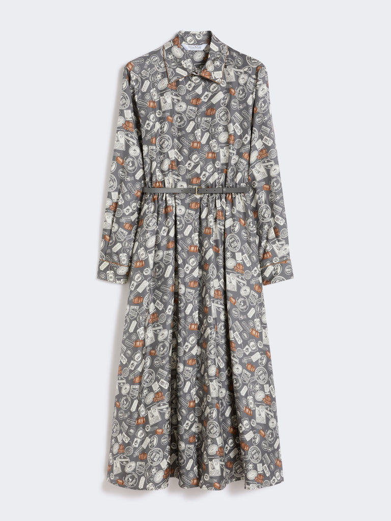 Printed silk shirt dress