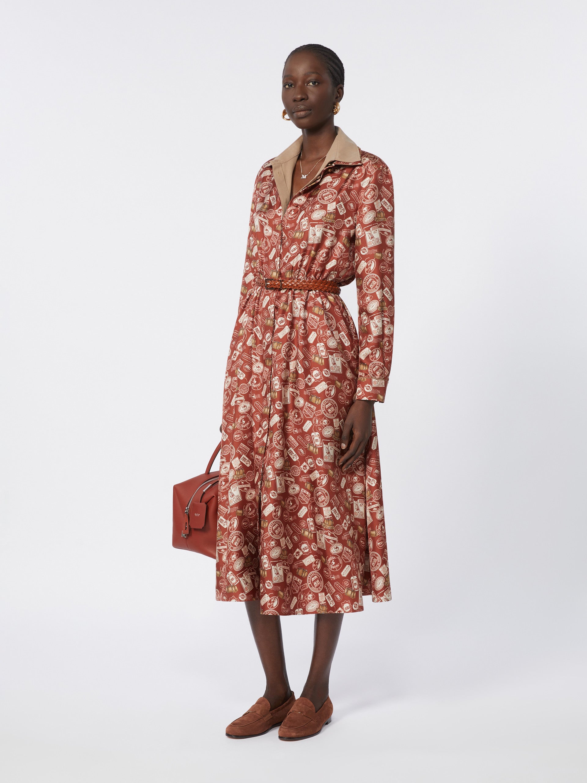 max mara printed silk shirt dress for women