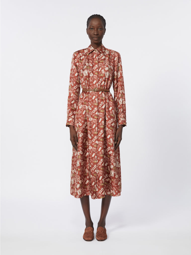max mara printed silk shirt dress
