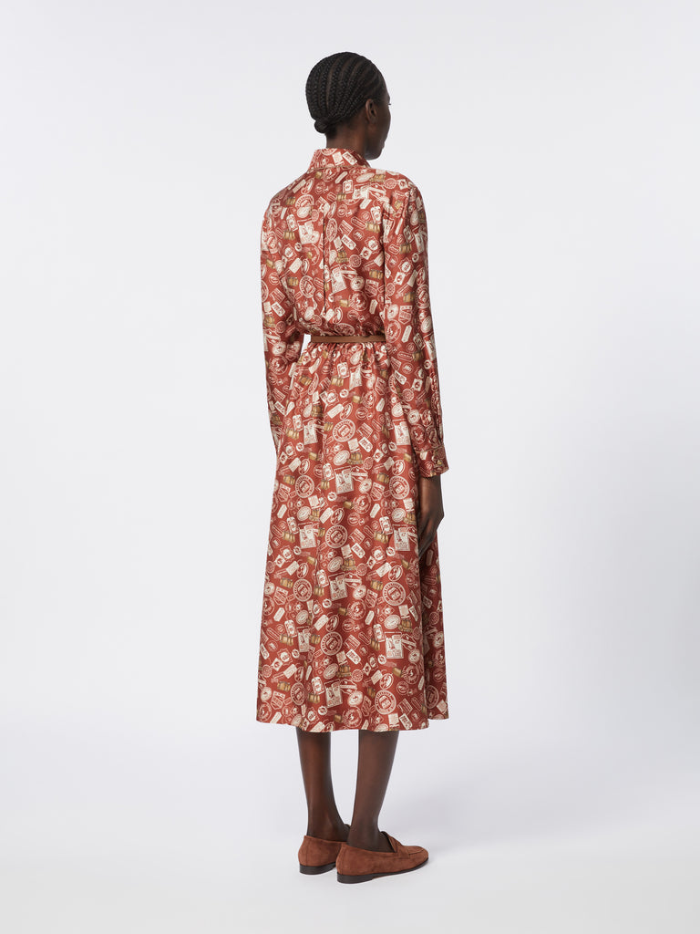 max mara printed silk shirt dress
