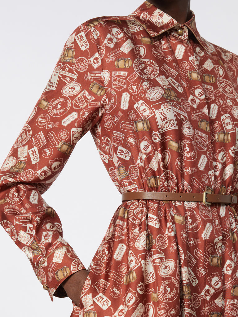 max mara printed silk shirt dress