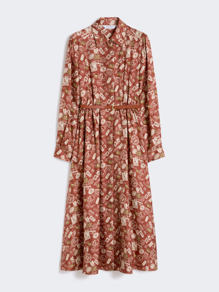 max mara printed silk shirt dress