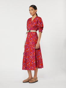 Printed Poplin Dress for Women - Coral - Max Mara UAE