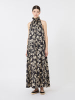 Printed Silk Twill Dress for Women - Black - Max Mara UAE
