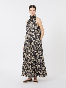 Printed Silk Twill Dress for Women - Black - Max Mara UAE