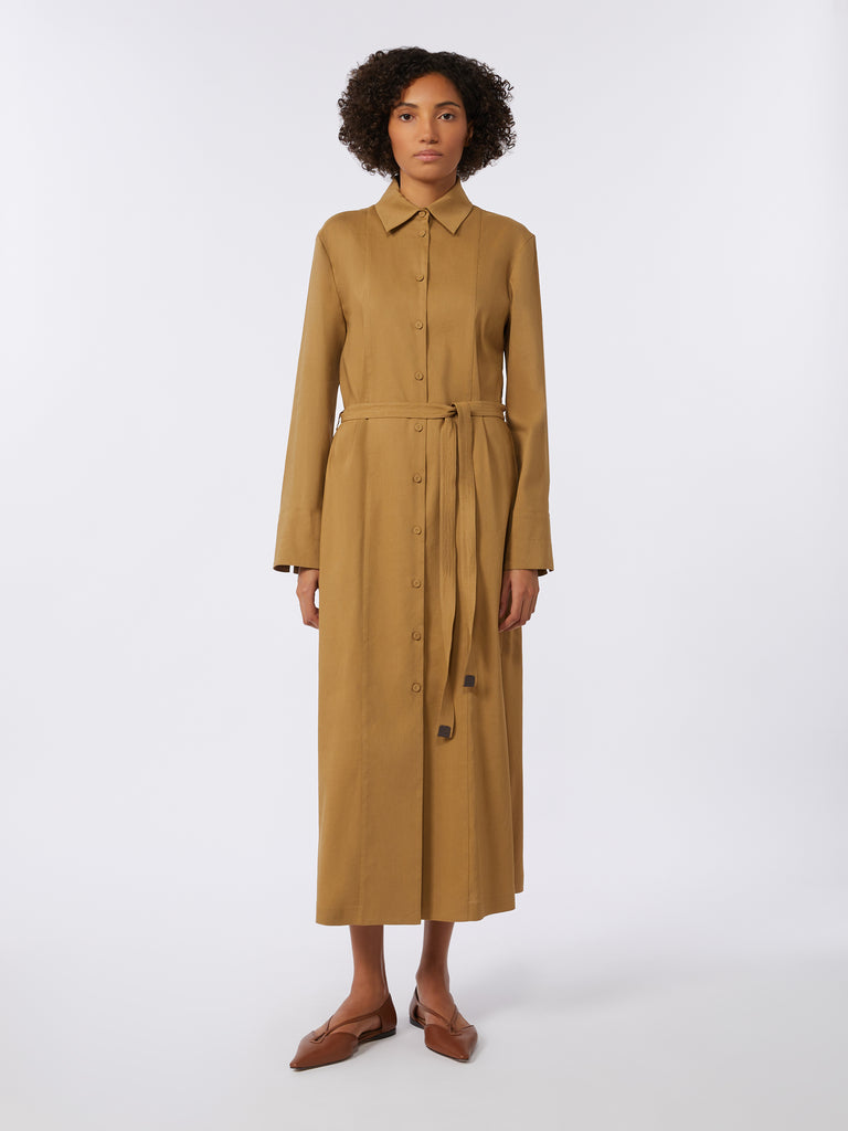 max mara stretch linen and viscose canvas shirt dress