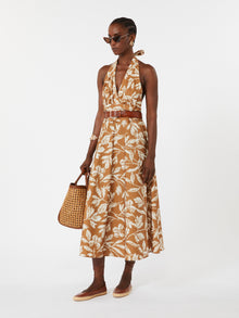 Long Dress In Printed Poplin for Women - Caramel - Max Mara UAE