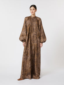 Flared printed silk dress