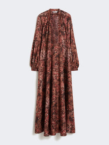Flared printed silk dress