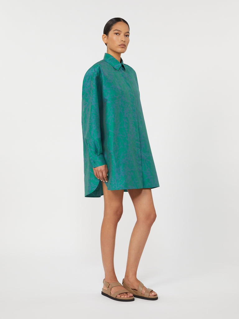 max mara printed cotton and silk shirt dress