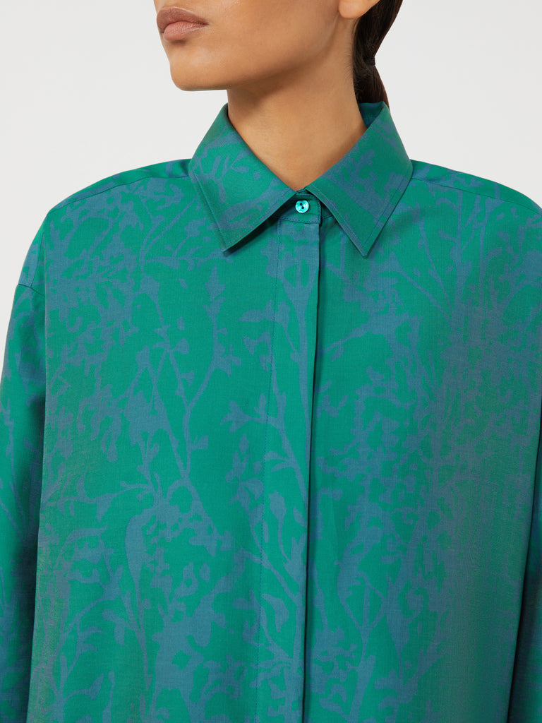 max mara printed cotton and silk shirt dress