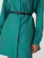 Printed Cotton And Silk Shirt Dress for Women - Green - Max Mara UAE