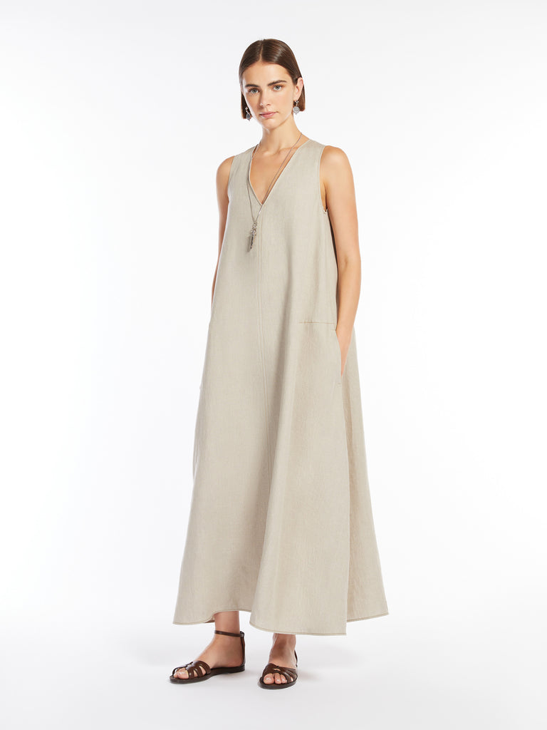 max mara flared linen dress