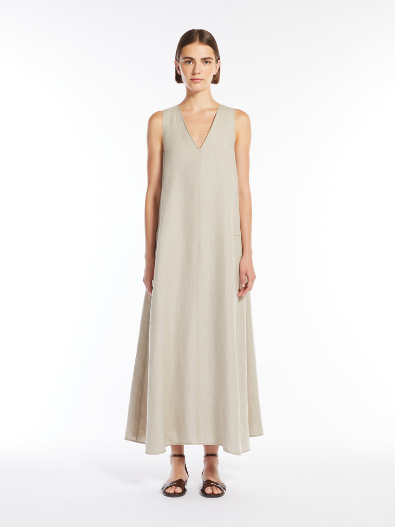 max mara flared linen dress