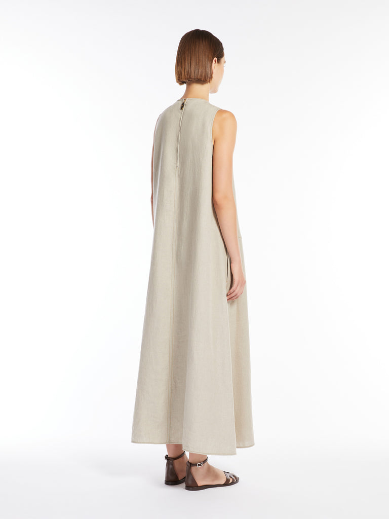 max mara flared linen dress