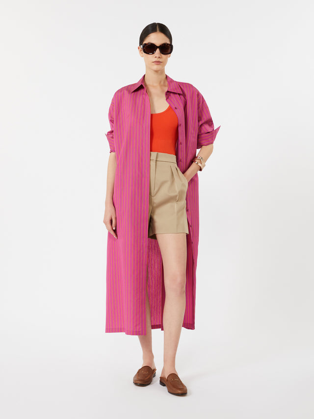 max mara striped cotton and silk shirt dress for women
