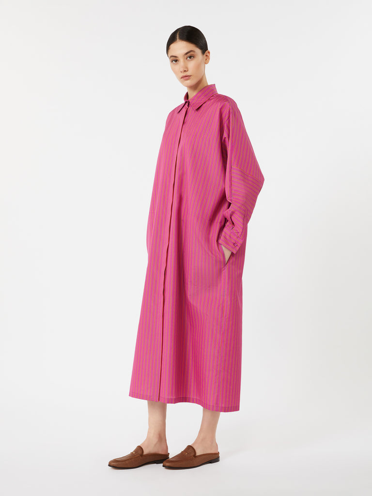 max mara striped cotton and silk shirt dress