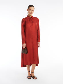 Silk Shirt Dress for Women - Dark Red - Max Mara UAE