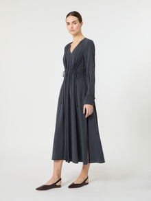 Washed Silk Canvas Dress for Women - Ultramarine - Max Mara UAE