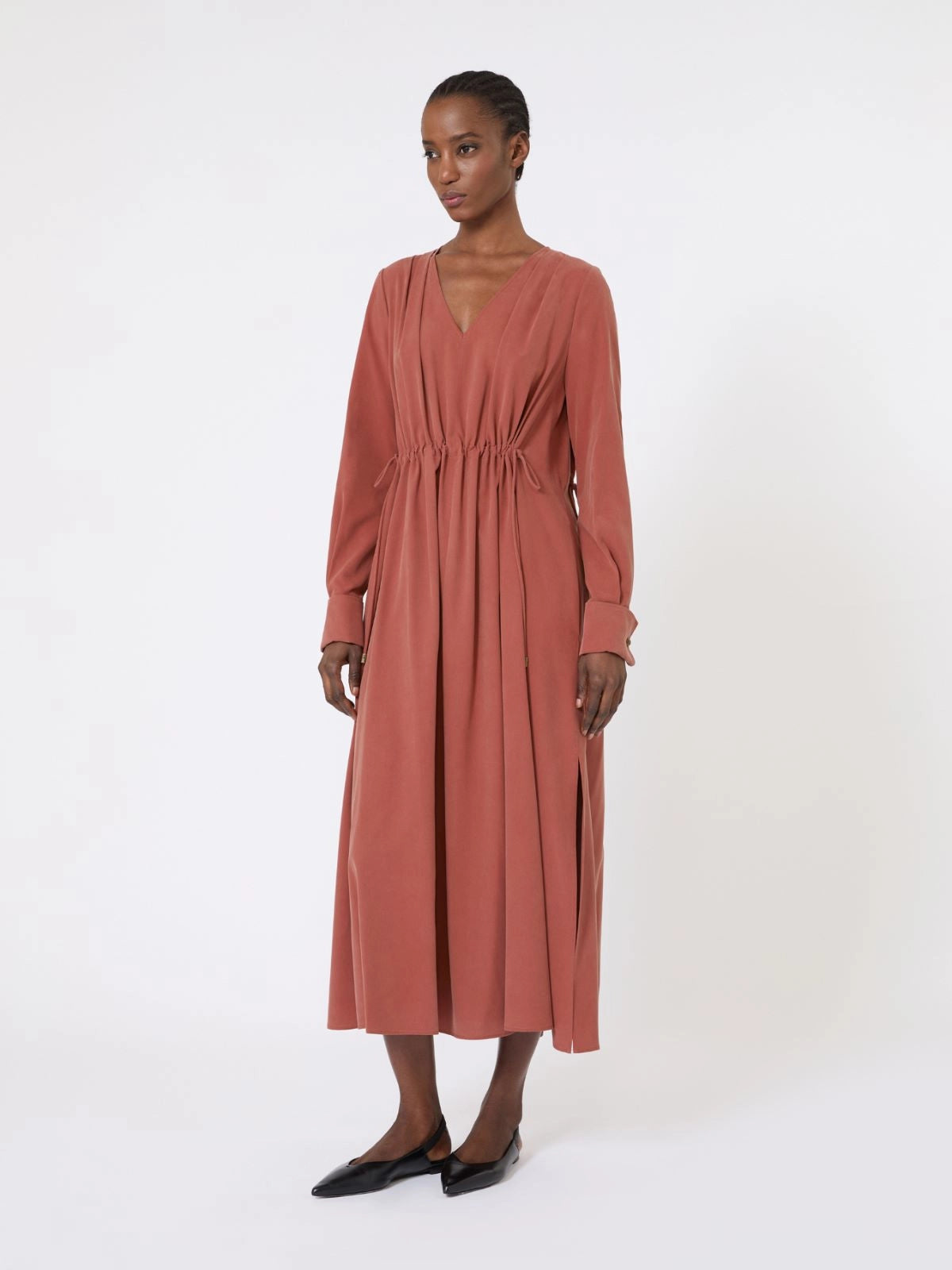 Washed silk canvas dress