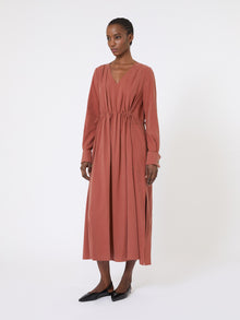 Washed Silk Canvas Dress for Women - Terra Cotta - Max Mara UAE