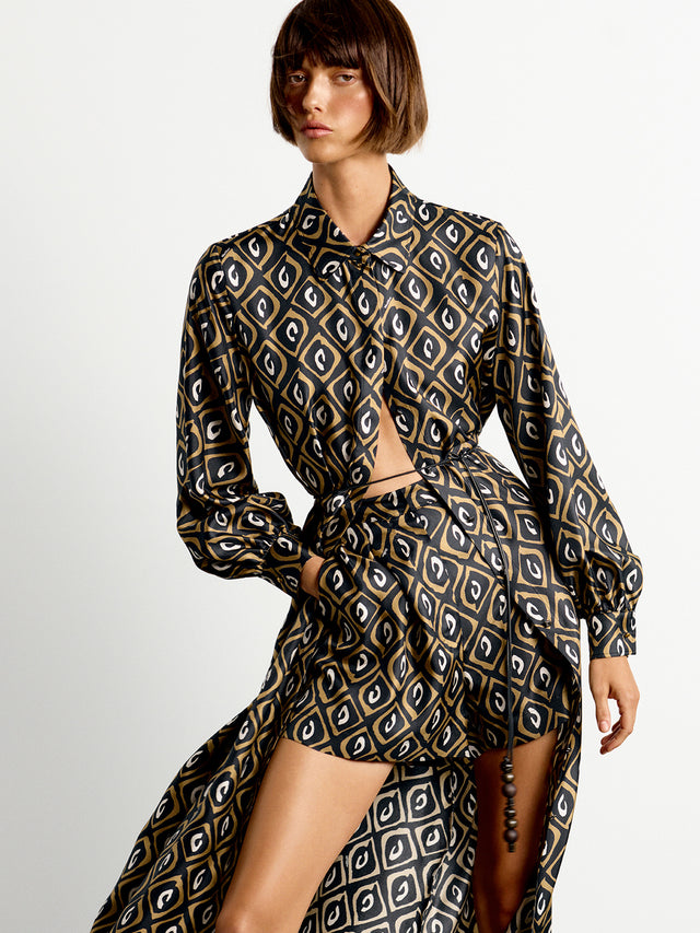 max mara printed silk twill shirt dress for women