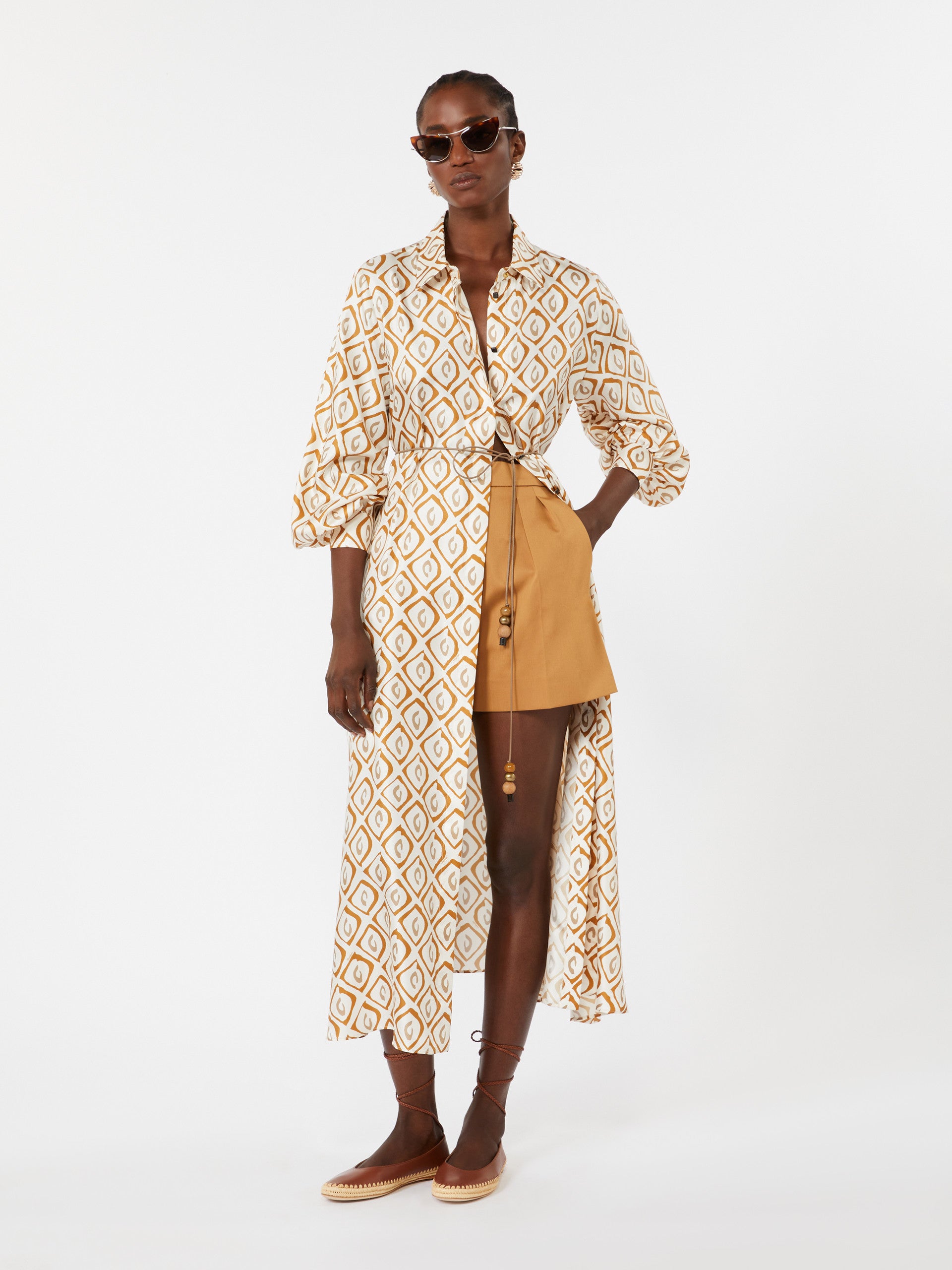 max mara printed silk twill shirt dress for women