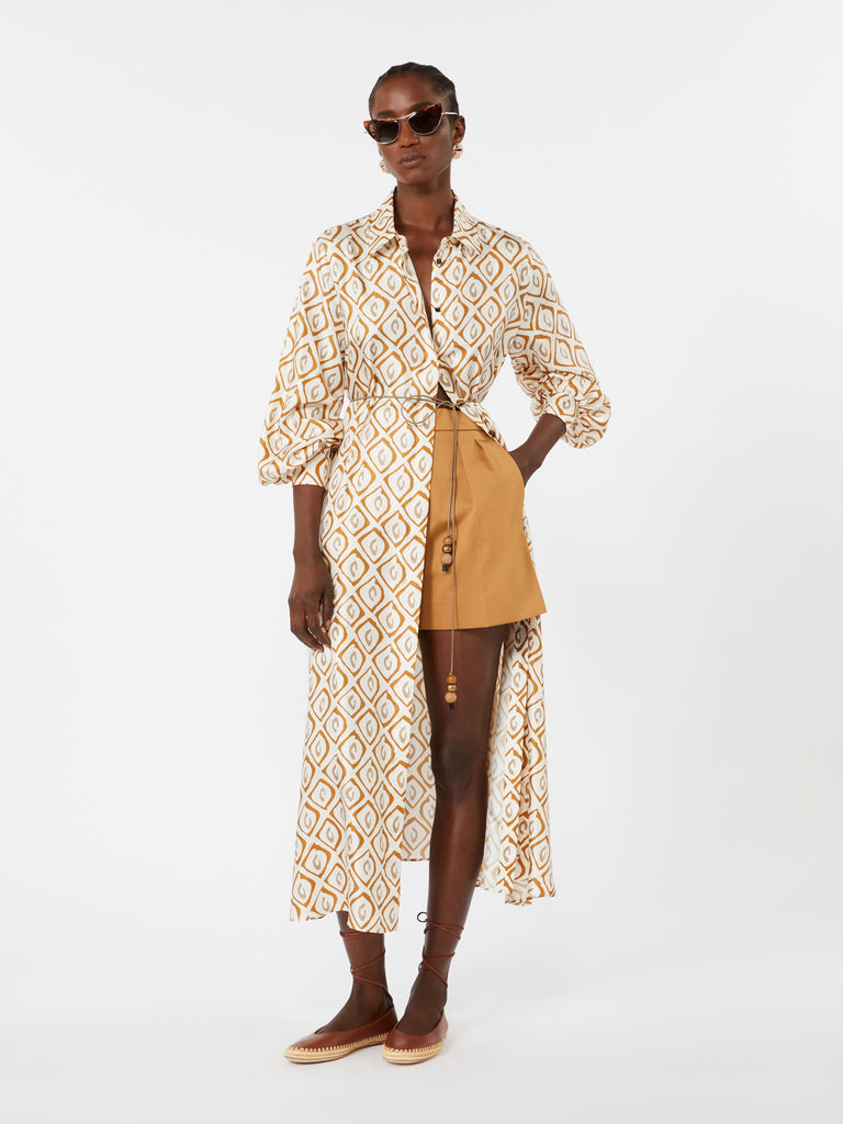 max mara printed silk twill shirt dress