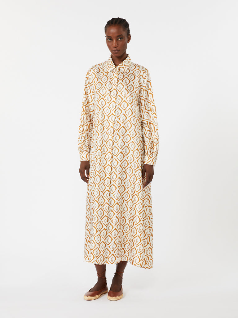 max mara printed silk twill shirt dress