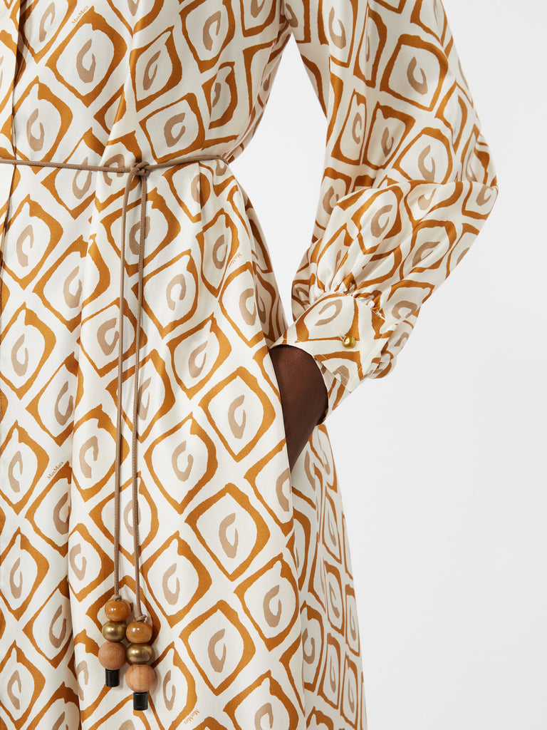 max mara printed silk twill shirt dress