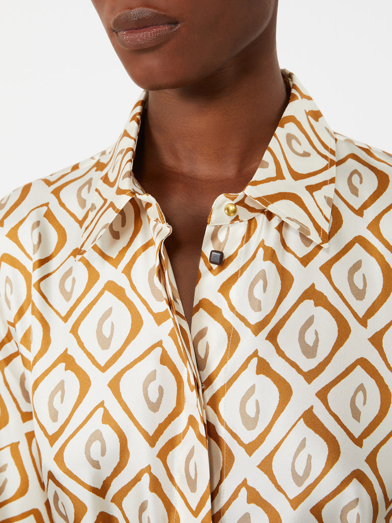 max mara printed silk twill shirt dress