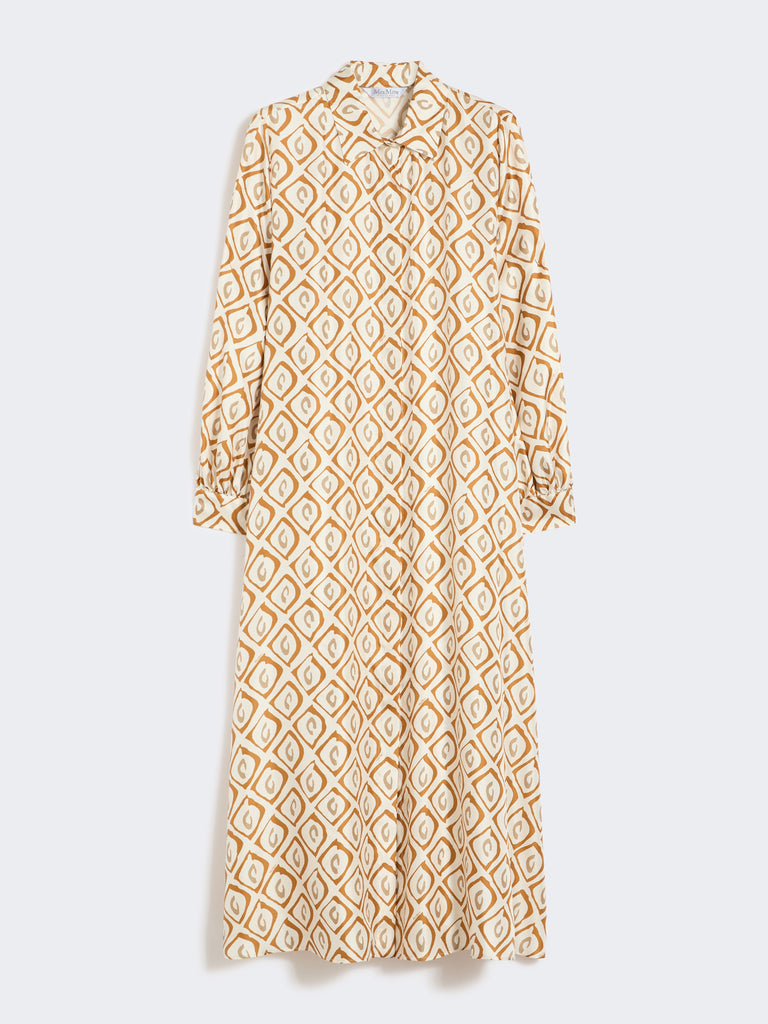 max mara printed silk twill shirt dress