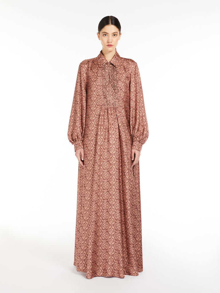 Long printed silk dress
