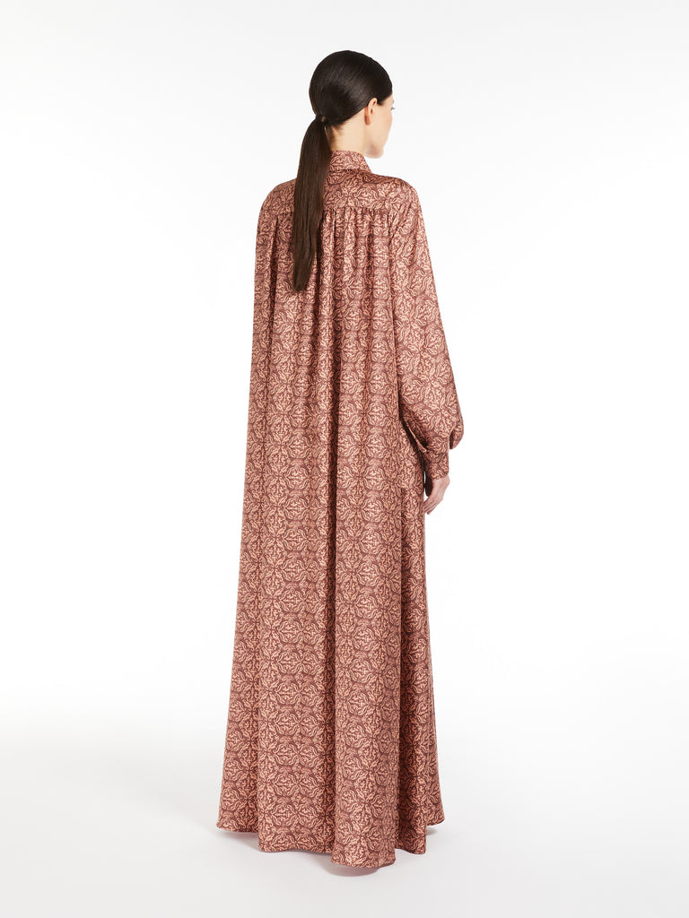Long printed silk dress