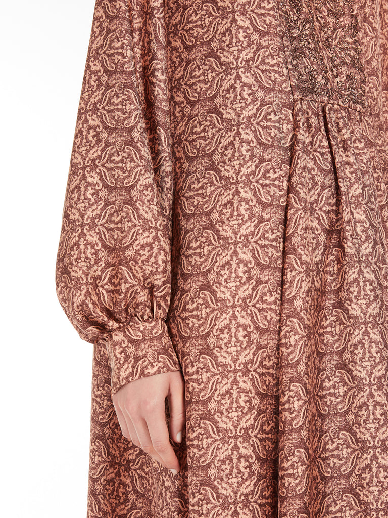 Long printed silk dress
