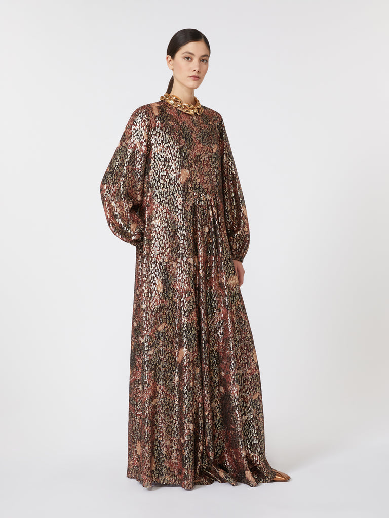 max mara maxi dress in silk and lurex