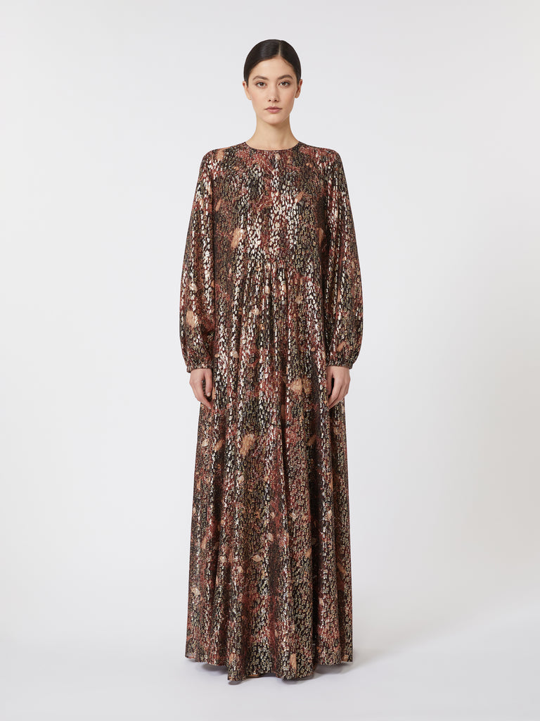 max mara maxi dress in silk and lurex