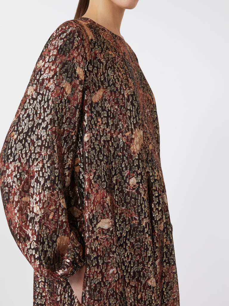 max mara maxi dress in silk and lurex