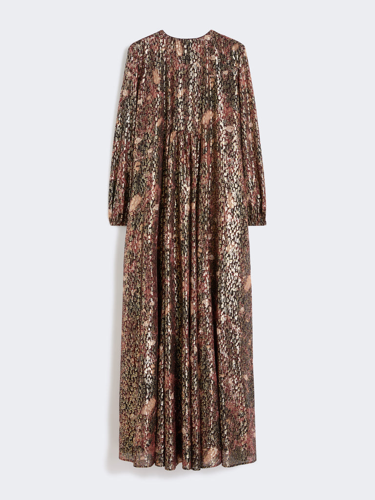max mara maxi dress in silk and lurex