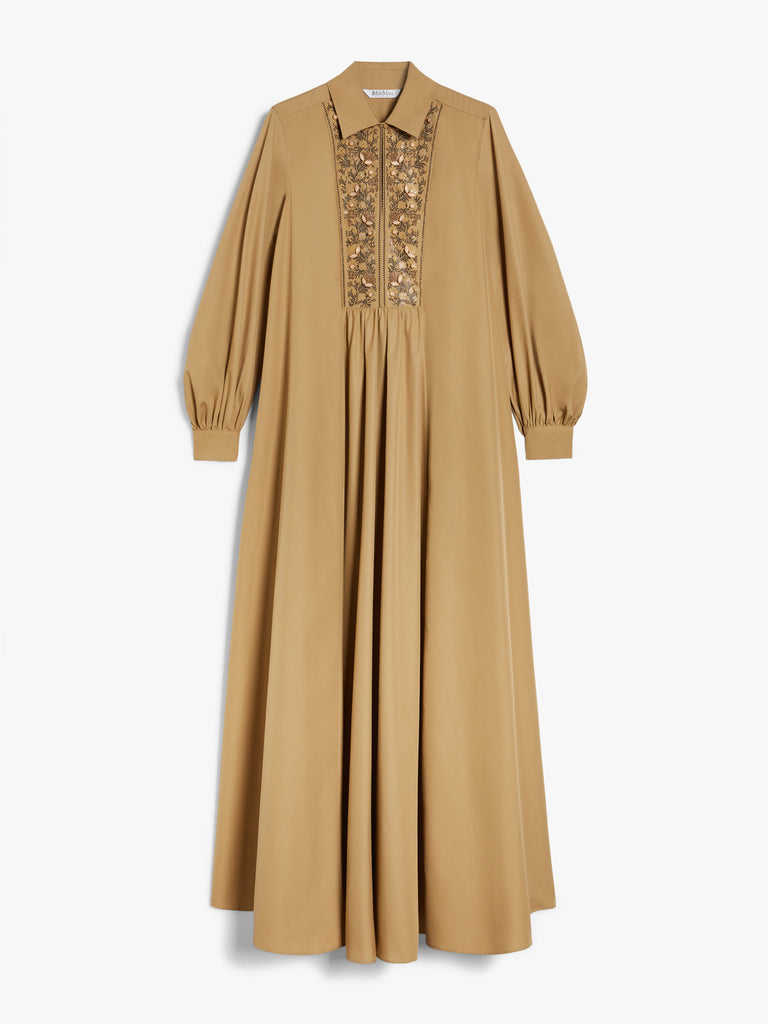 max mara long dress in cotton poplin