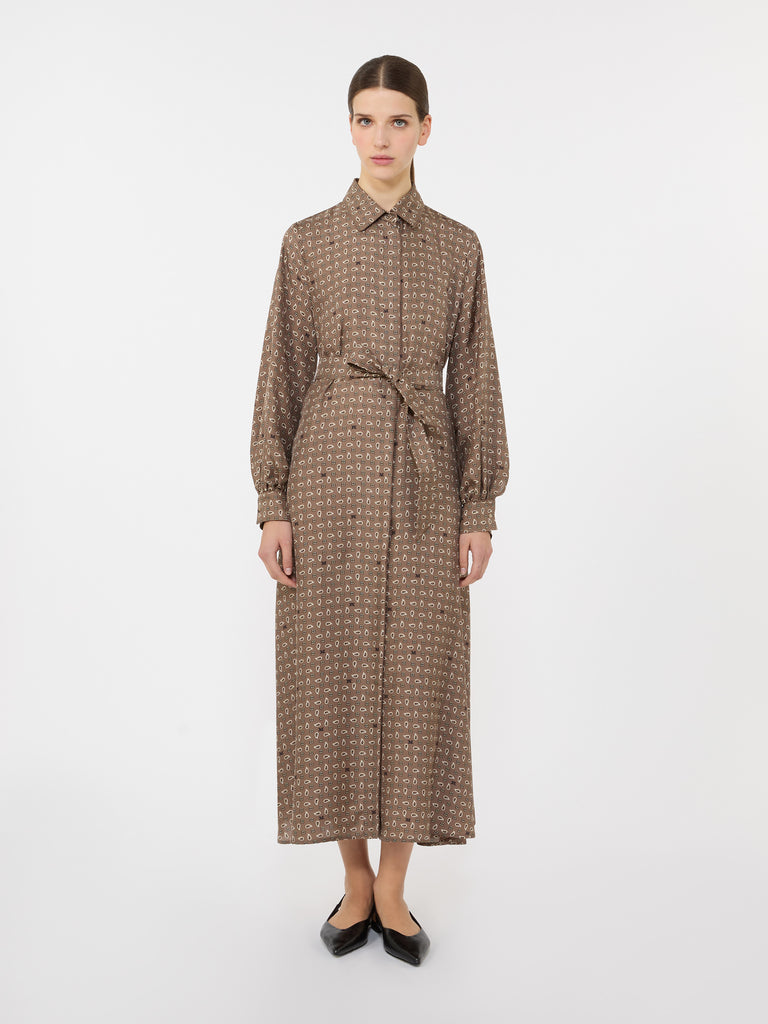 max mara printed silk shirt dress