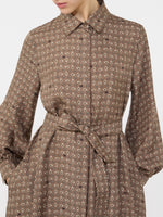 Printed silk shirt dress