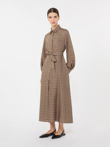 Printed silk shirt dress