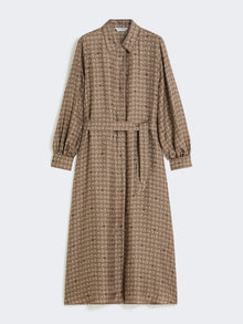 Printed silk shirt dress